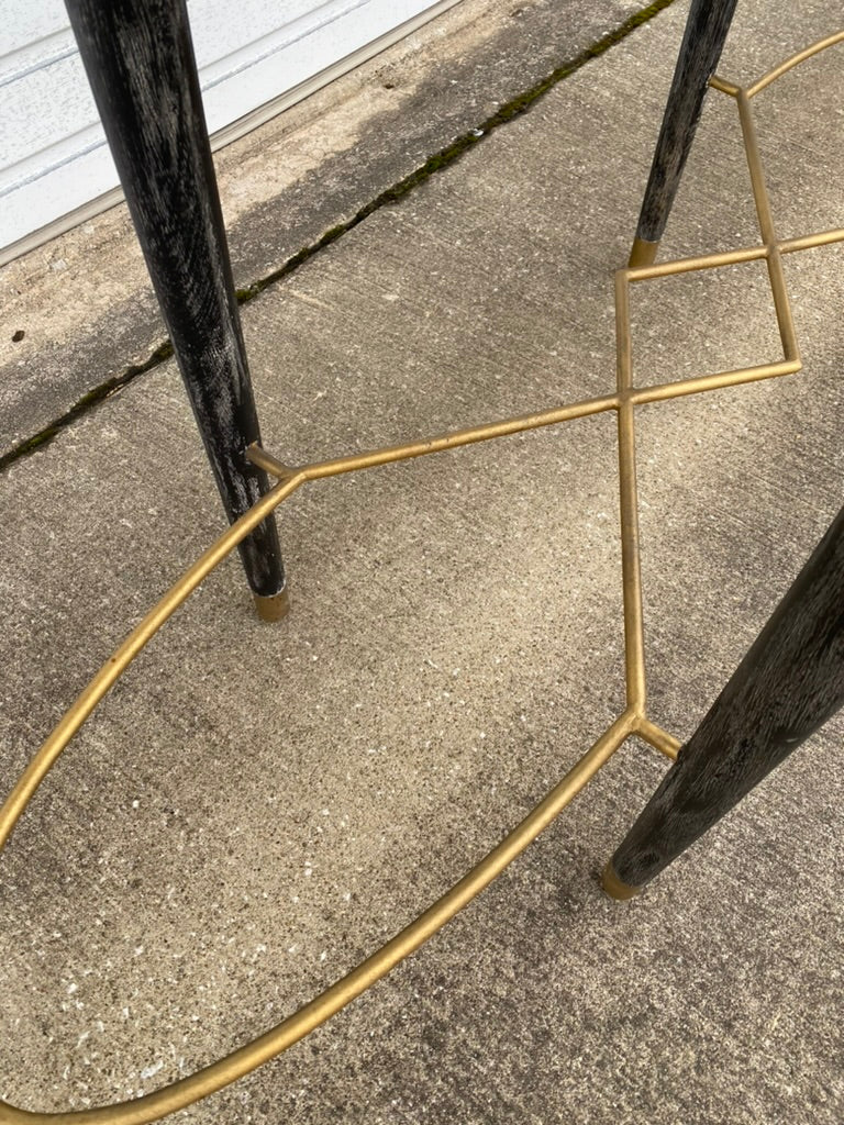 Fiona Black Oak and Antique Brass Console Table
