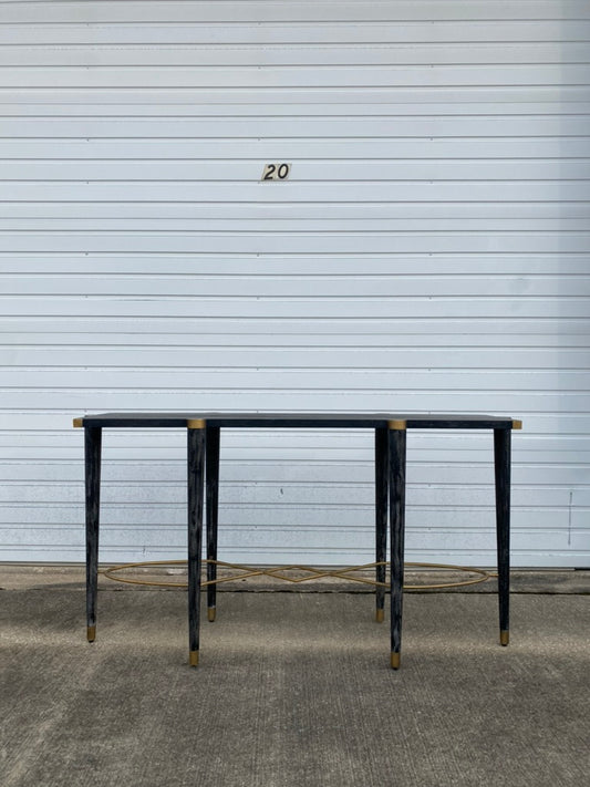 Fiona Black Oak and Antique Brass Console Table