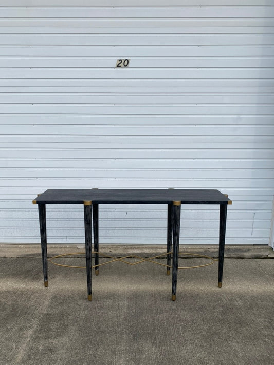 Fiona Black Oak and Antique Brass Console Table