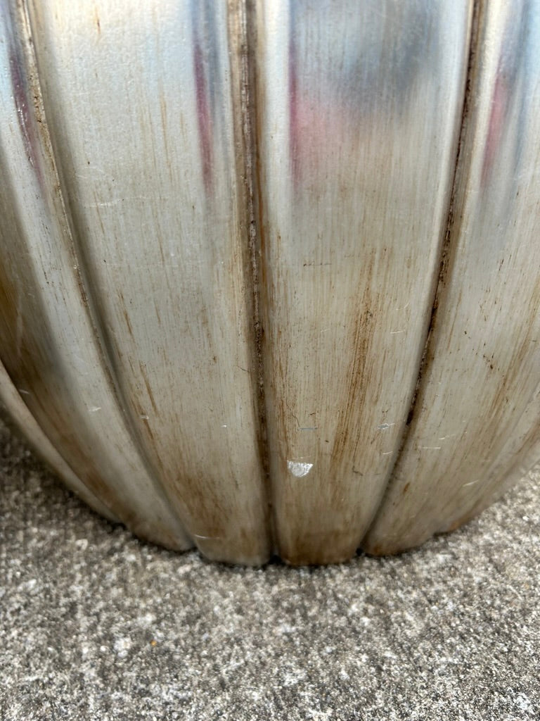 Pair of Pleated Silver Leaf Drum Accent Tables