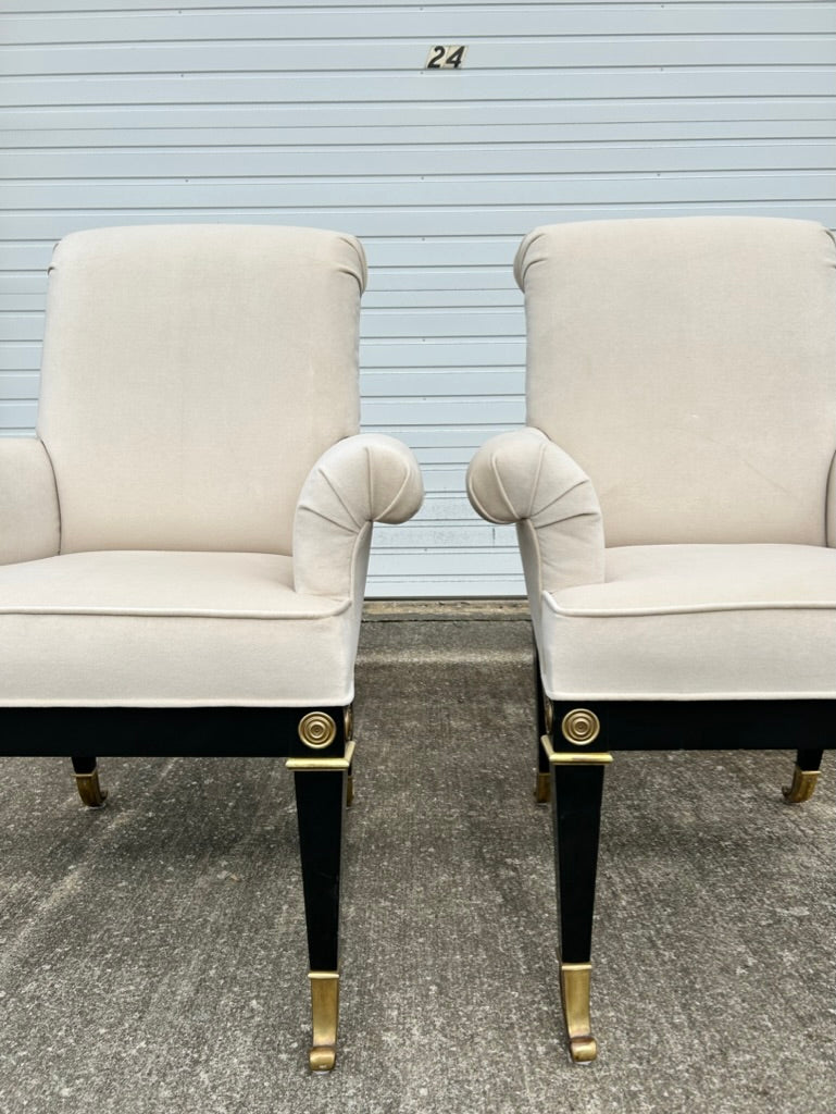 Reupholstered Pair of Arm Dining Chairs for Mastercraft