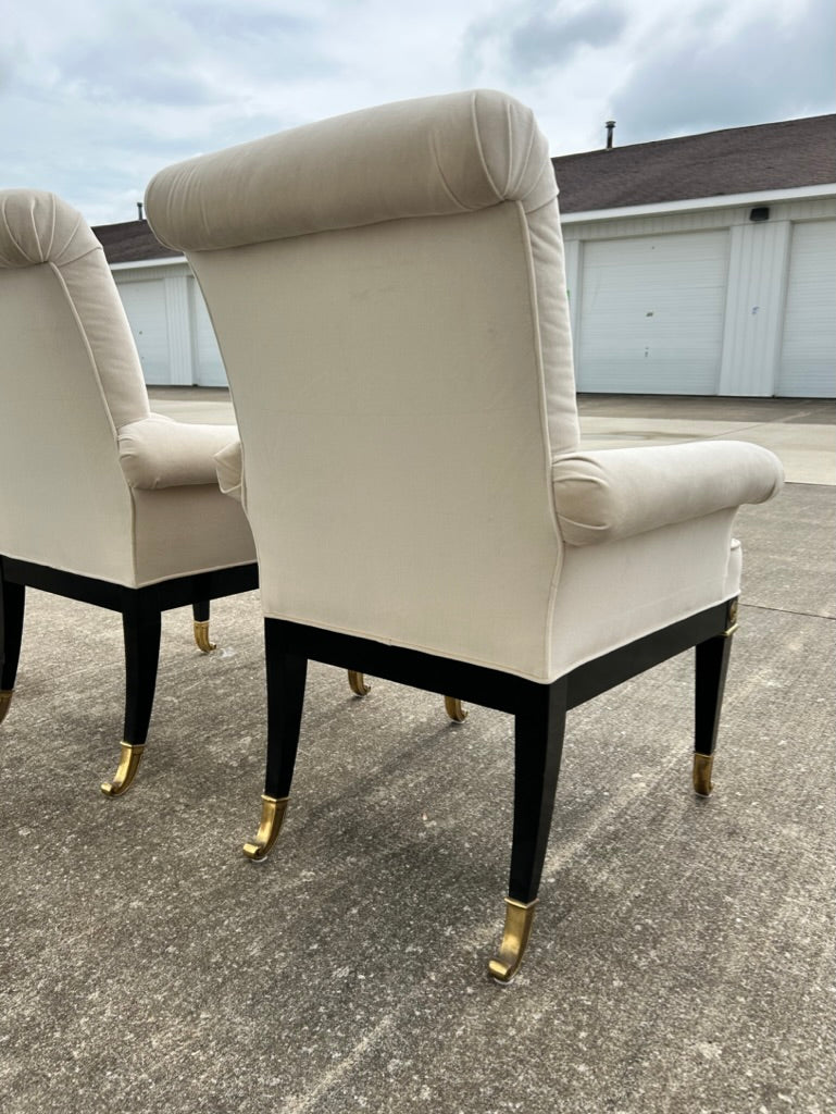 Reupholstered Pair of Arm Dining Chairs for Mastercraft