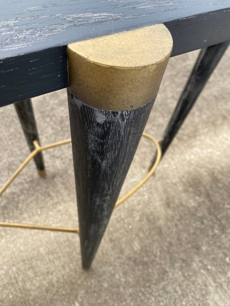 Fiona Black Oak and Antique Brass Console Table