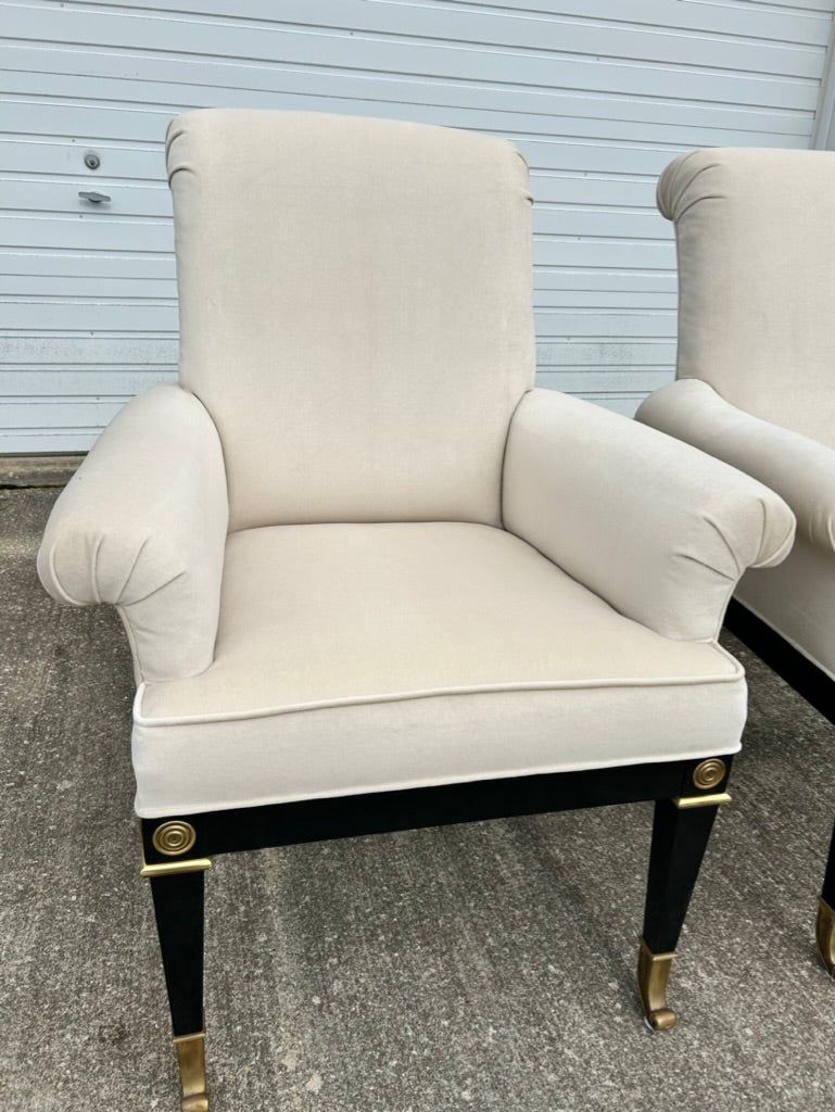 Reupholstered Pair of Arm Dining Chairs for Mastercraft