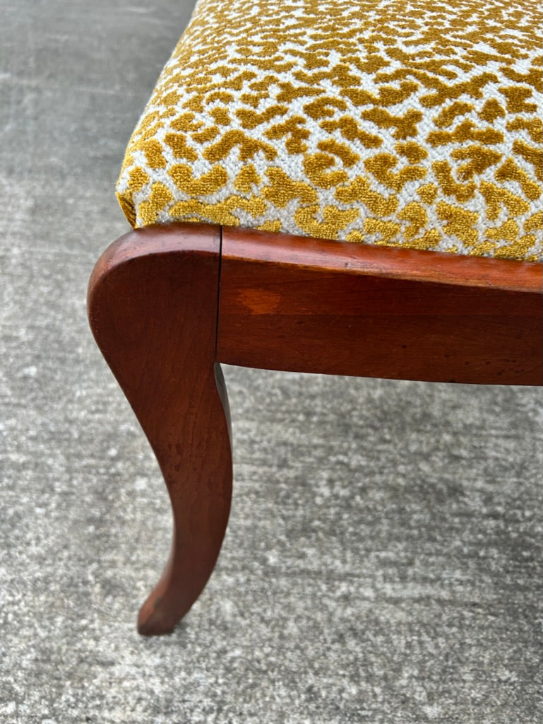 Set of 6 Reupholstered Mahogany Carved Rose Back Dining Chairs