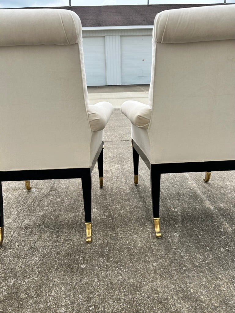 Reupholstered Pair of Arm Dining Chairs for Mastercraft