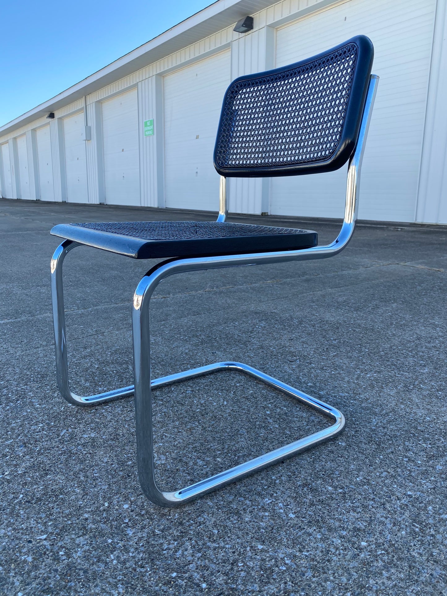 Single Refurbished Cane Cesca Chair in Black