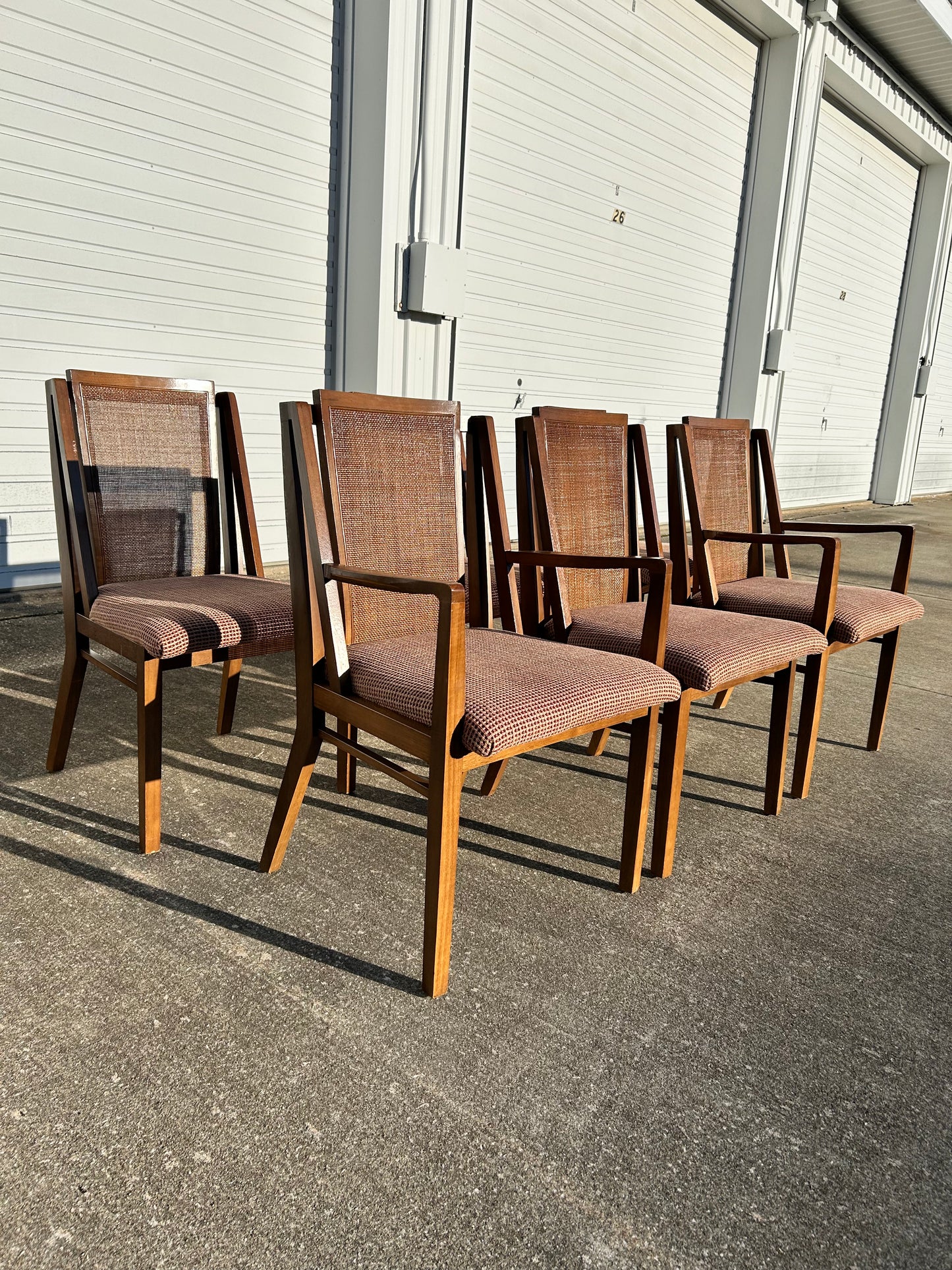 Set of 6 MCM Cane Back Dining Chairs by Drexel