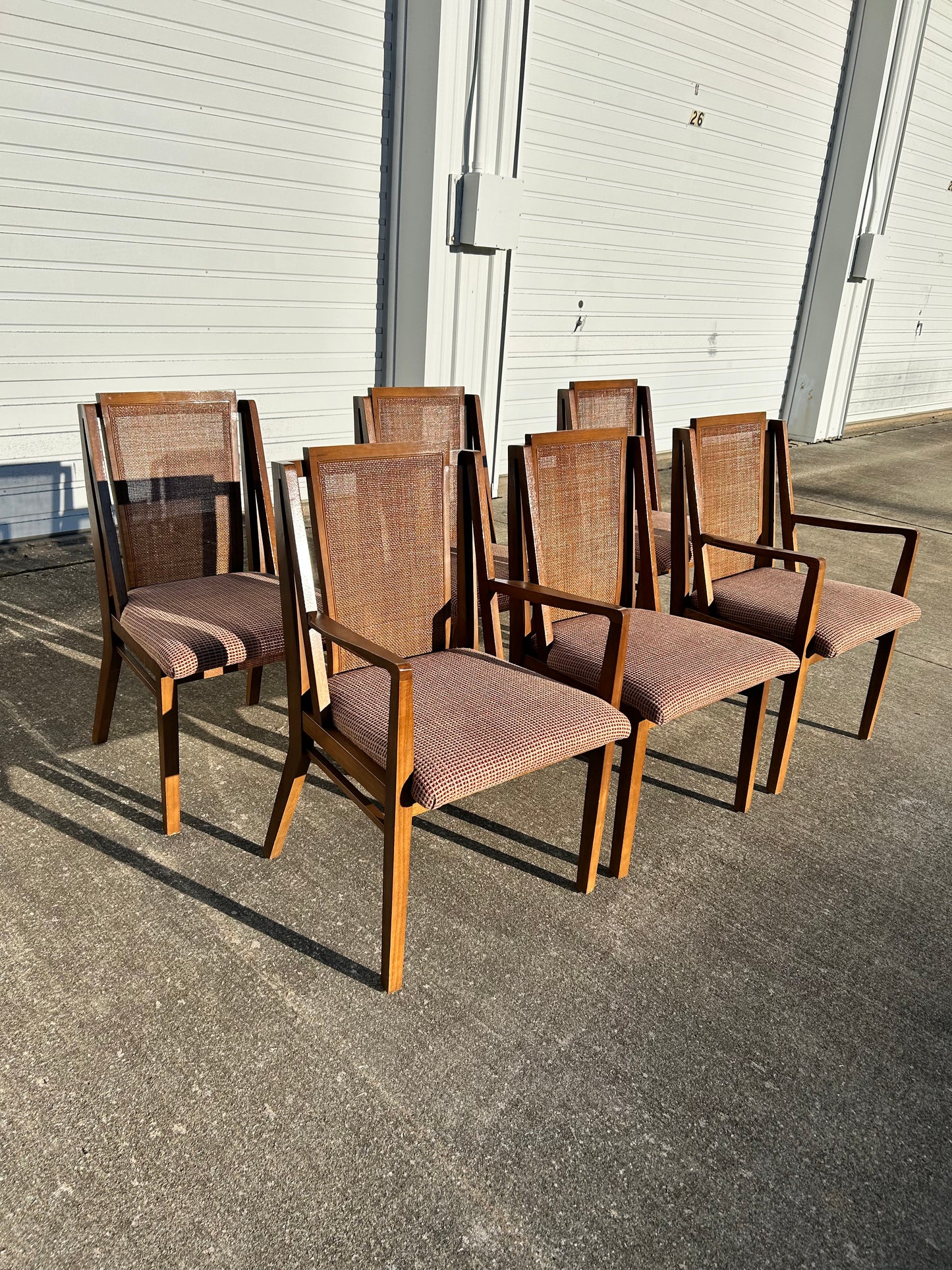 Set of 6 MCM Cane Back Dining Chairs by Drexel