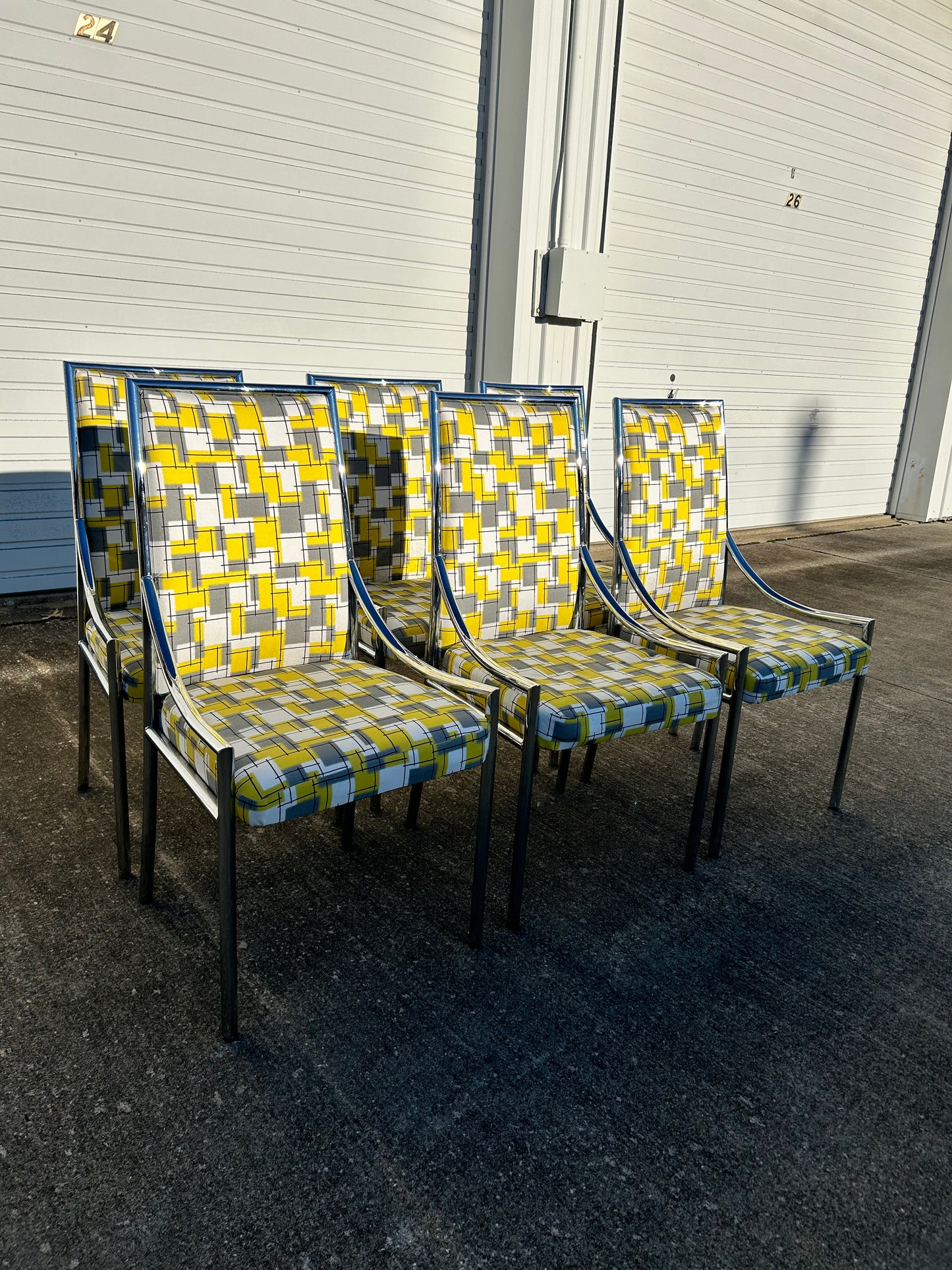 Milo Baughman Style (6) Chrome Dining Chairs