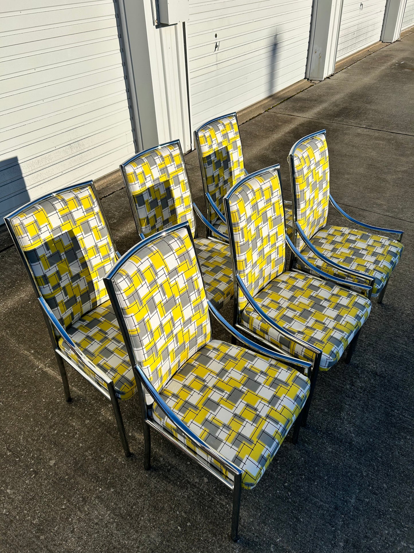 Milo Baughman Style (6) Chrome Dining Chairs