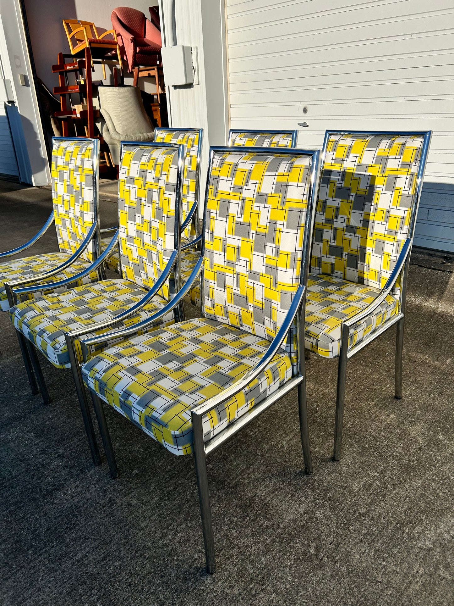 Milo Baughman Style (6) Chrome Dining Chairs