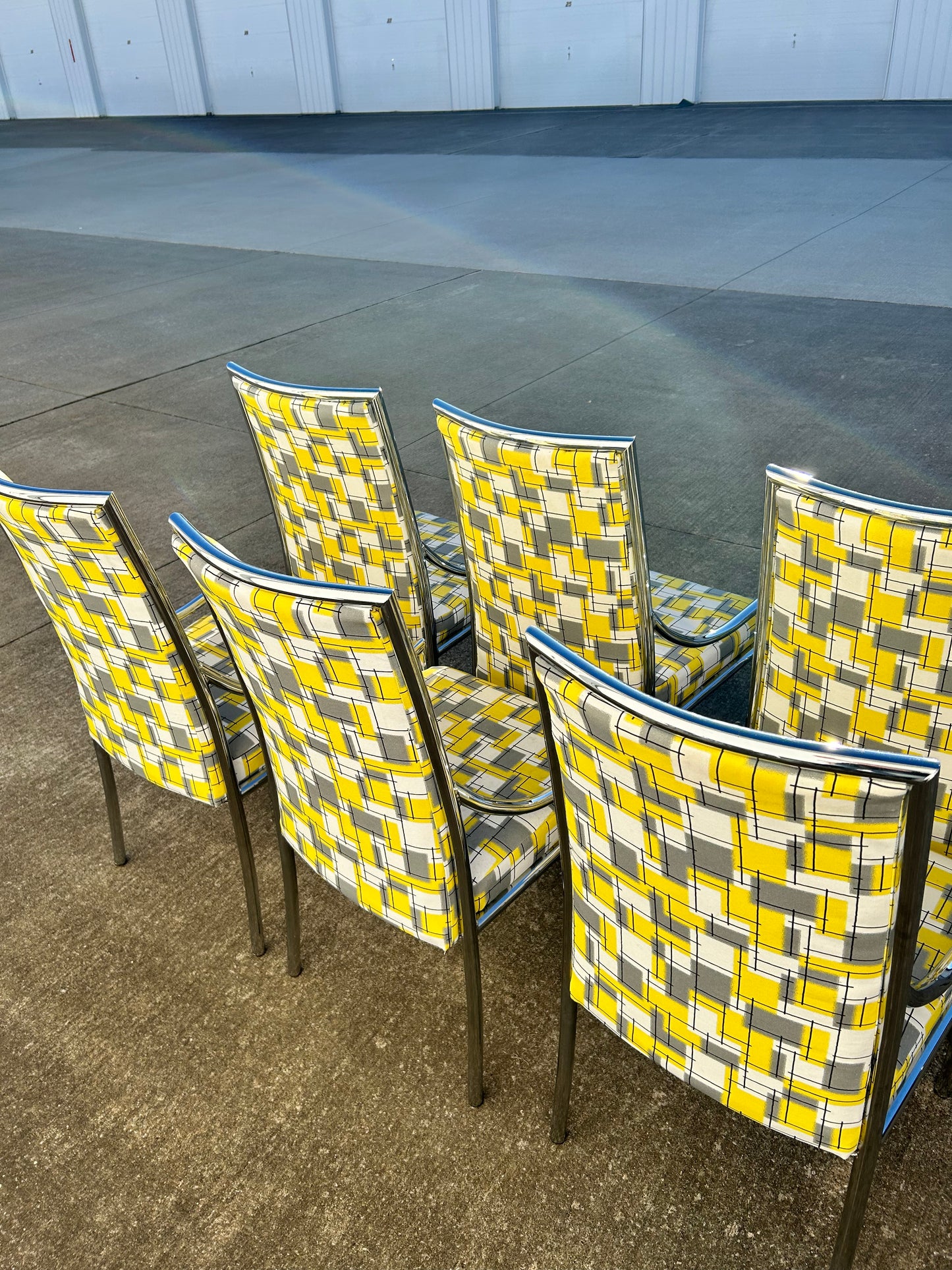 Milo Baughman Style (6) Chrome Dining Chairs