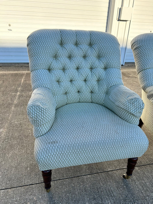 Pair of Victorian Style Tufted Back Armchairs by Calico Corners