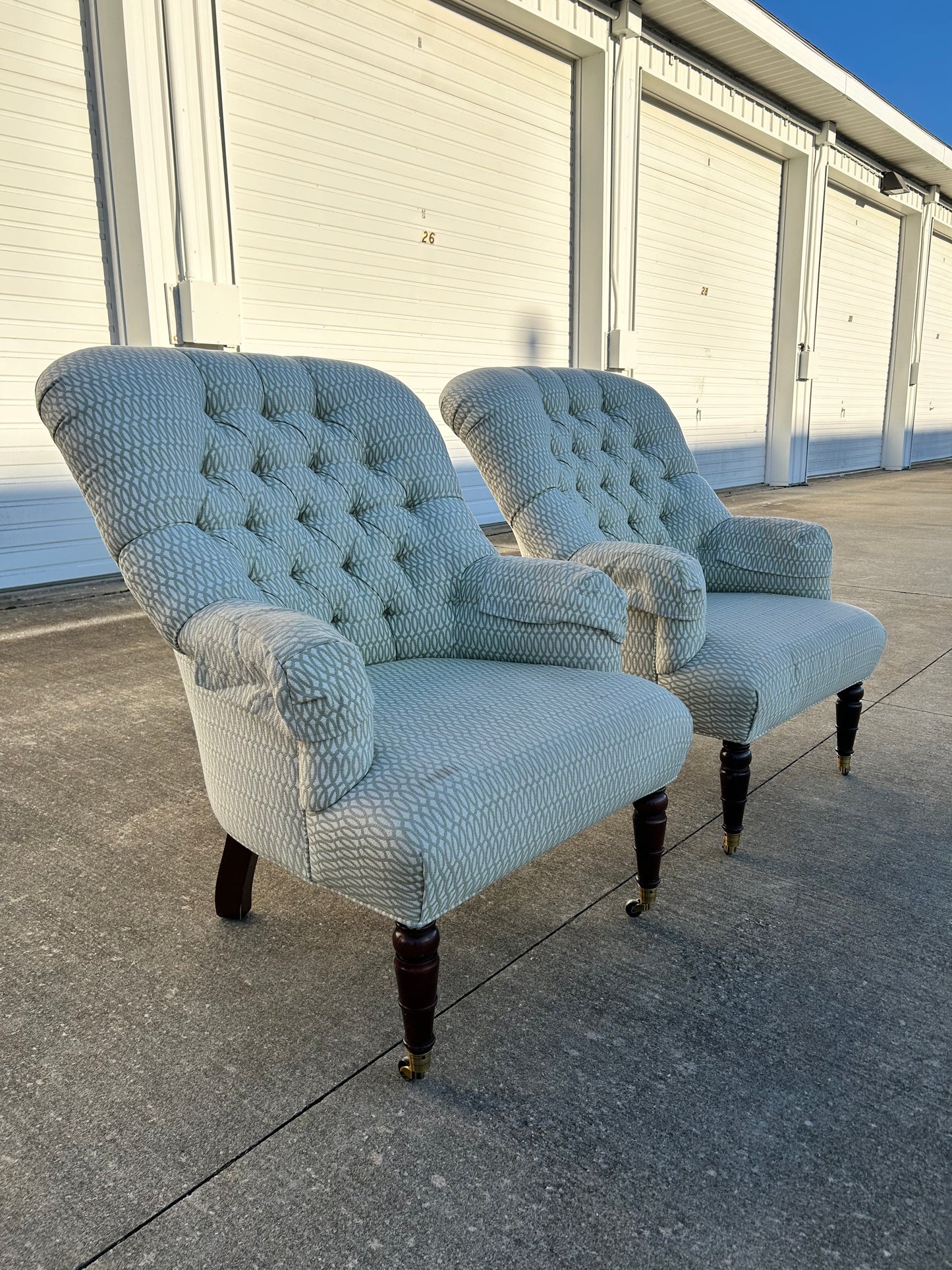 Pair of Victorian Style Tufted Back Armchairs by Calico Corners
