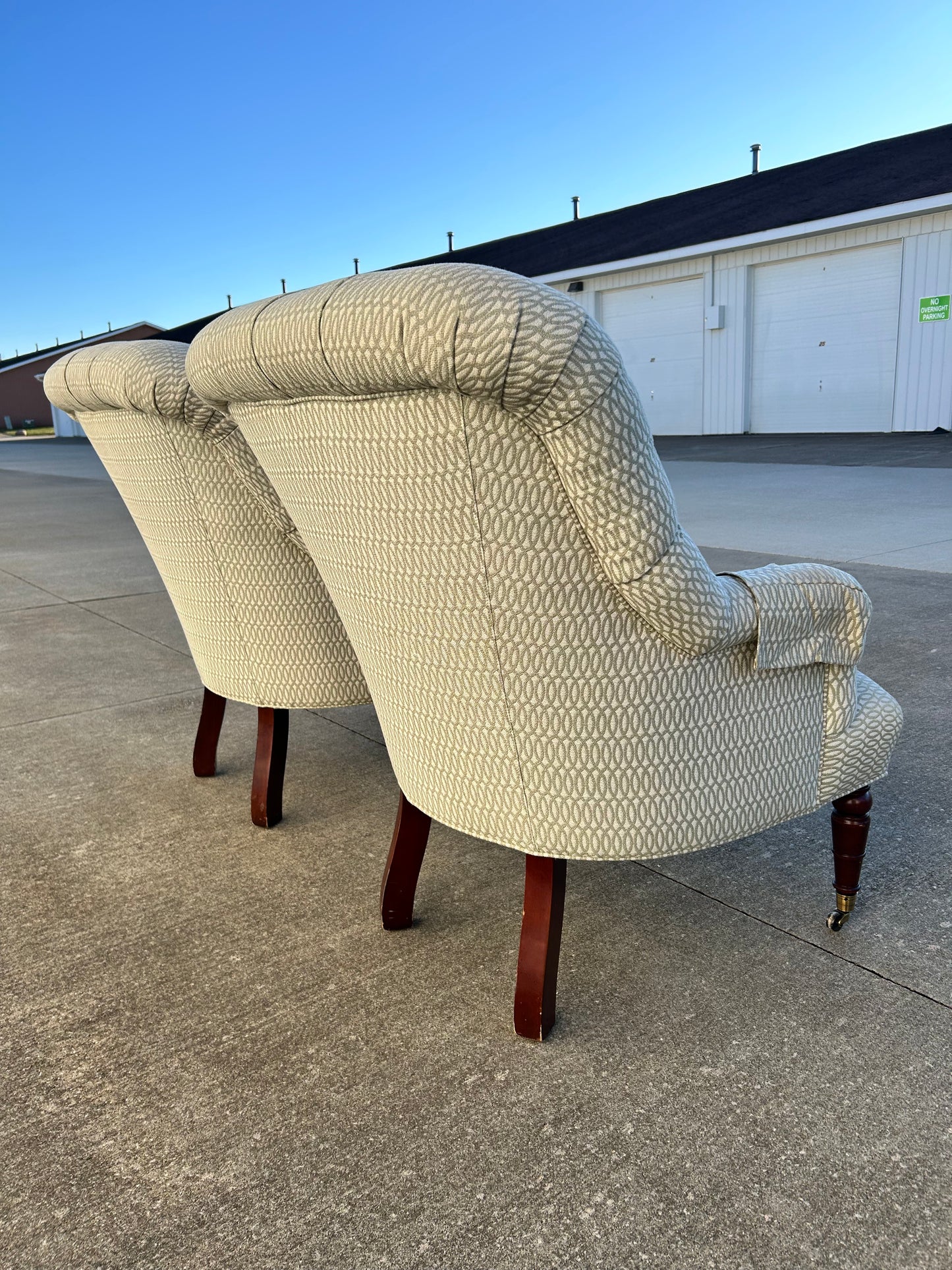 Pair of Victorian Style Tufted Back Armchairs by Calico Corners
