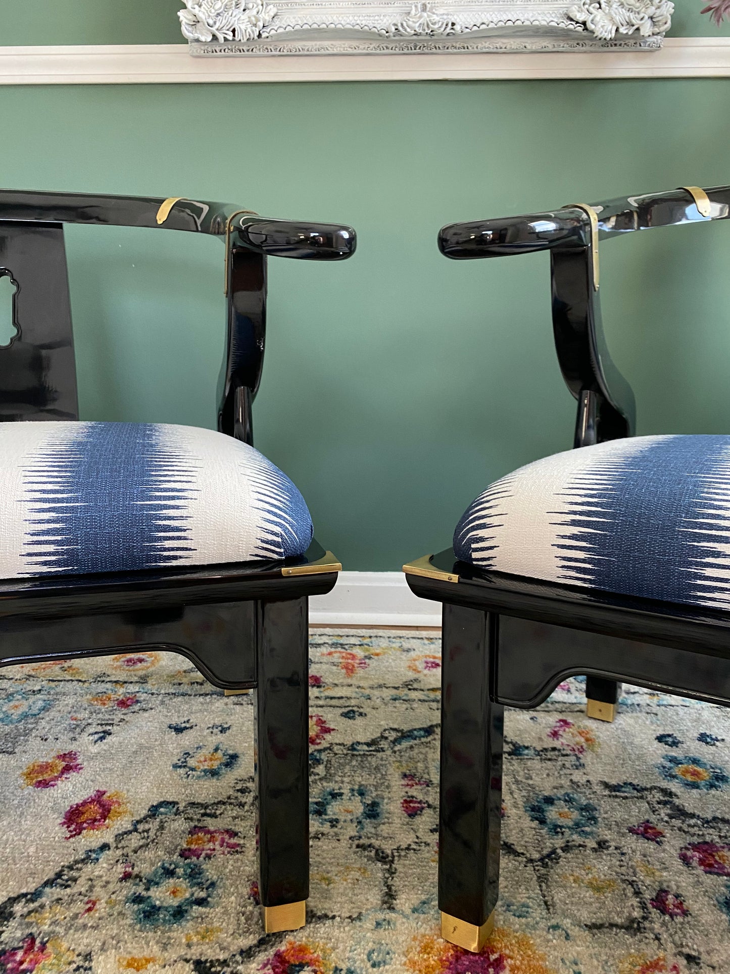 Pair of 1970s James Mont Chinoiserie Horseshoe Ming Chairs by Century