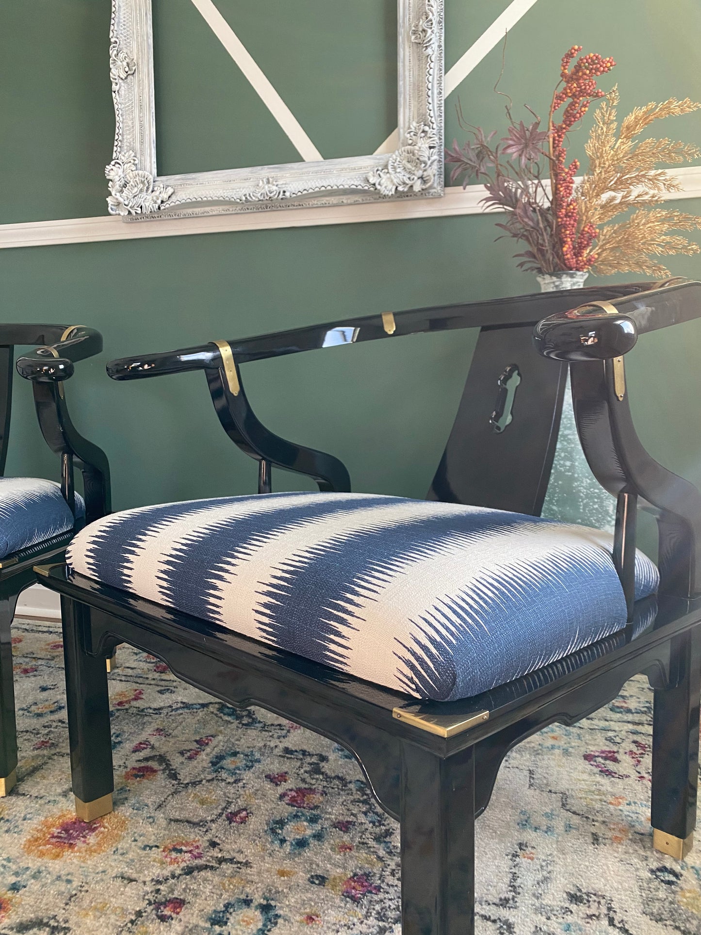 Pair of 1970s James Mont Chinoiserie Horseshoe Ming Chairs by Century