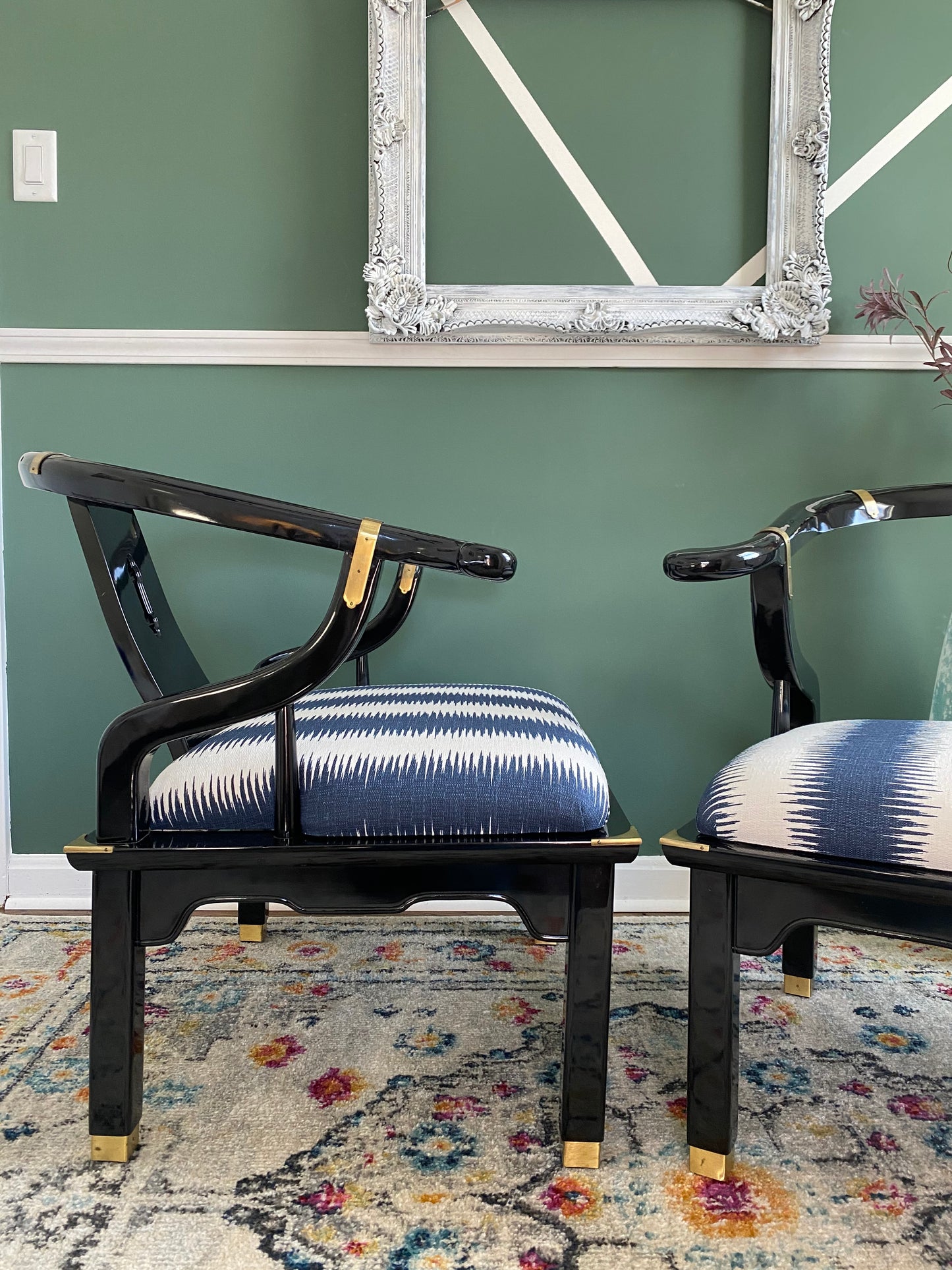 Pair of 1970s James Mont Chinoiserie Horseshoe Ming Chairs by Century