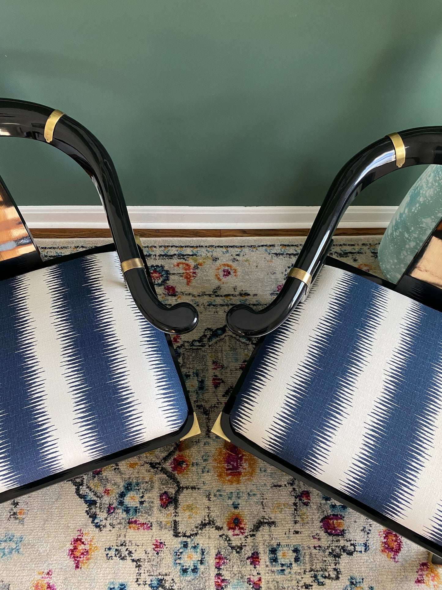 Pair of 1970s James Mont Chinoiserie Horseshoe Ming Chairs by Century