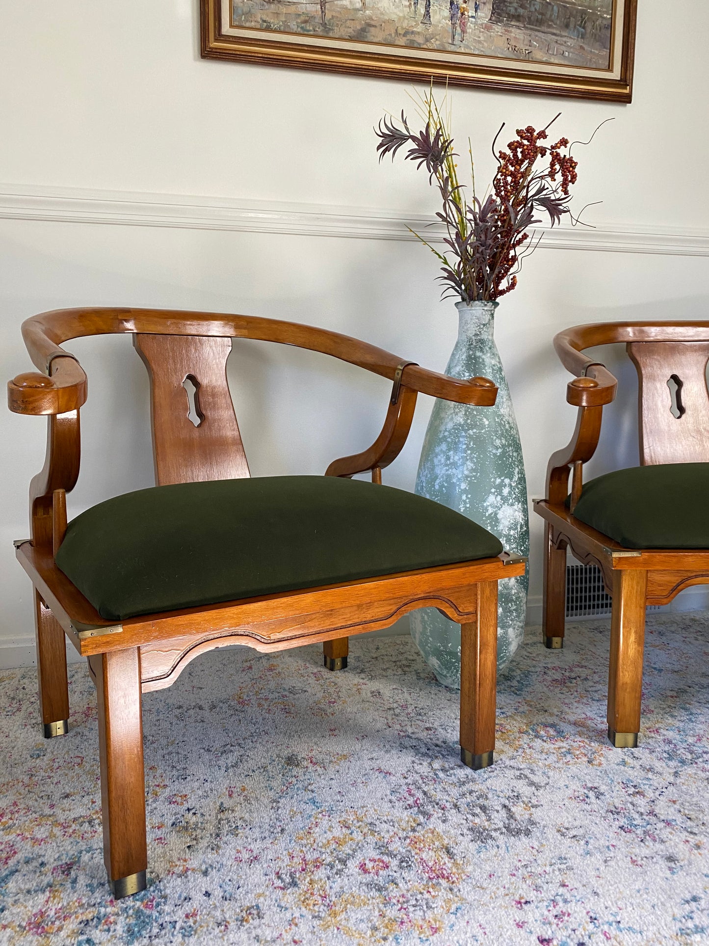 Pair of Mid-Century James Mont Style Ming Chinoiserie Accent Chairs