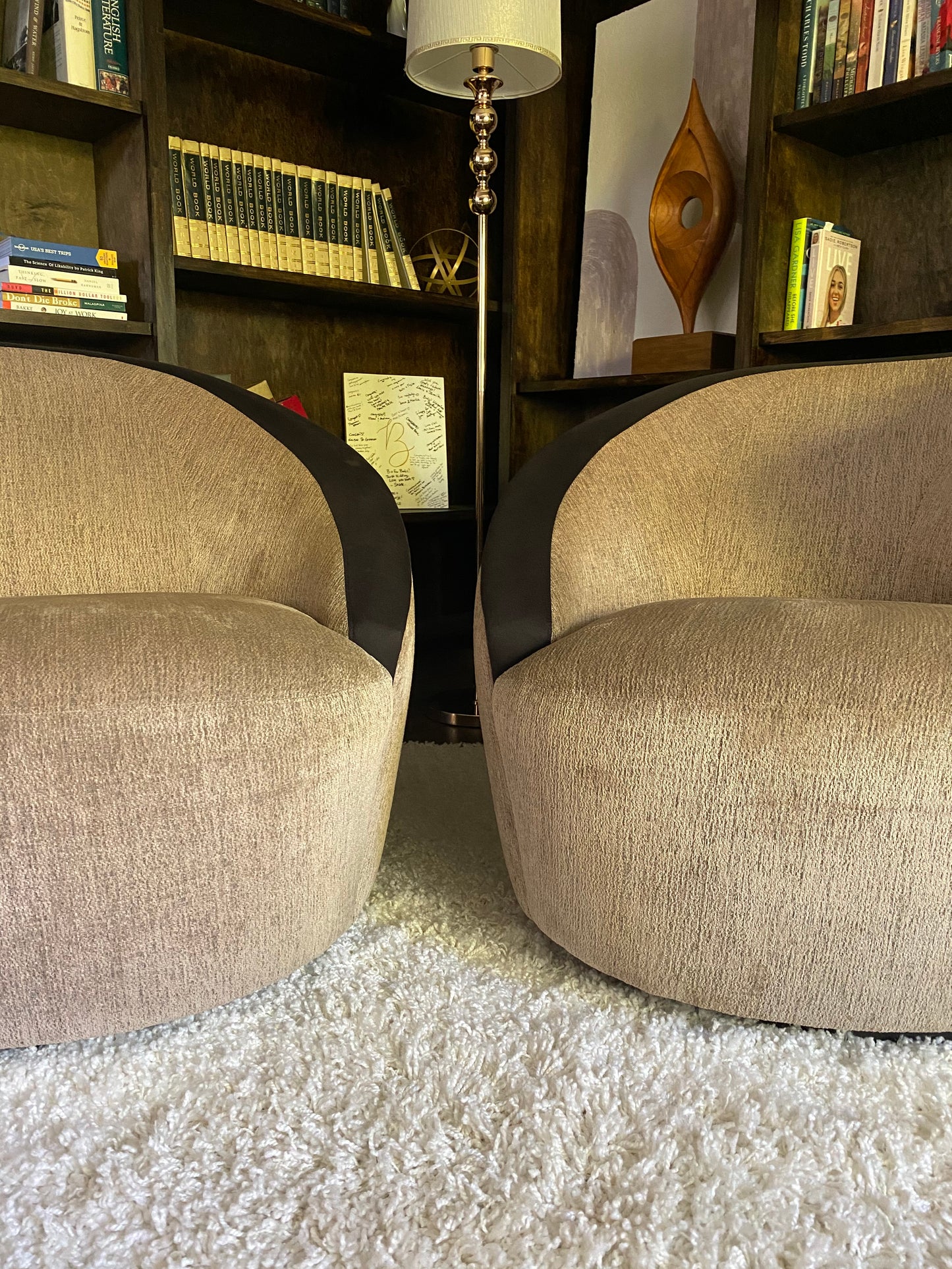 Pair of Vladimir Kagan for Weiman "Nautilus" Swivel Chairs