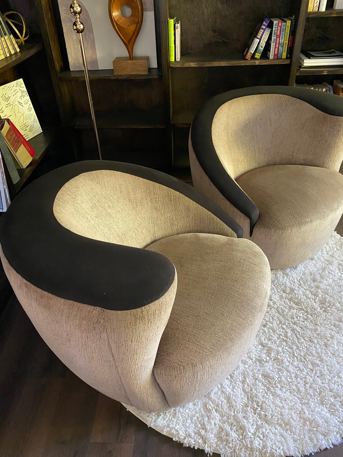Pair of Vladimir Kagan for Weiman "Nautilus" Swivel Chairs