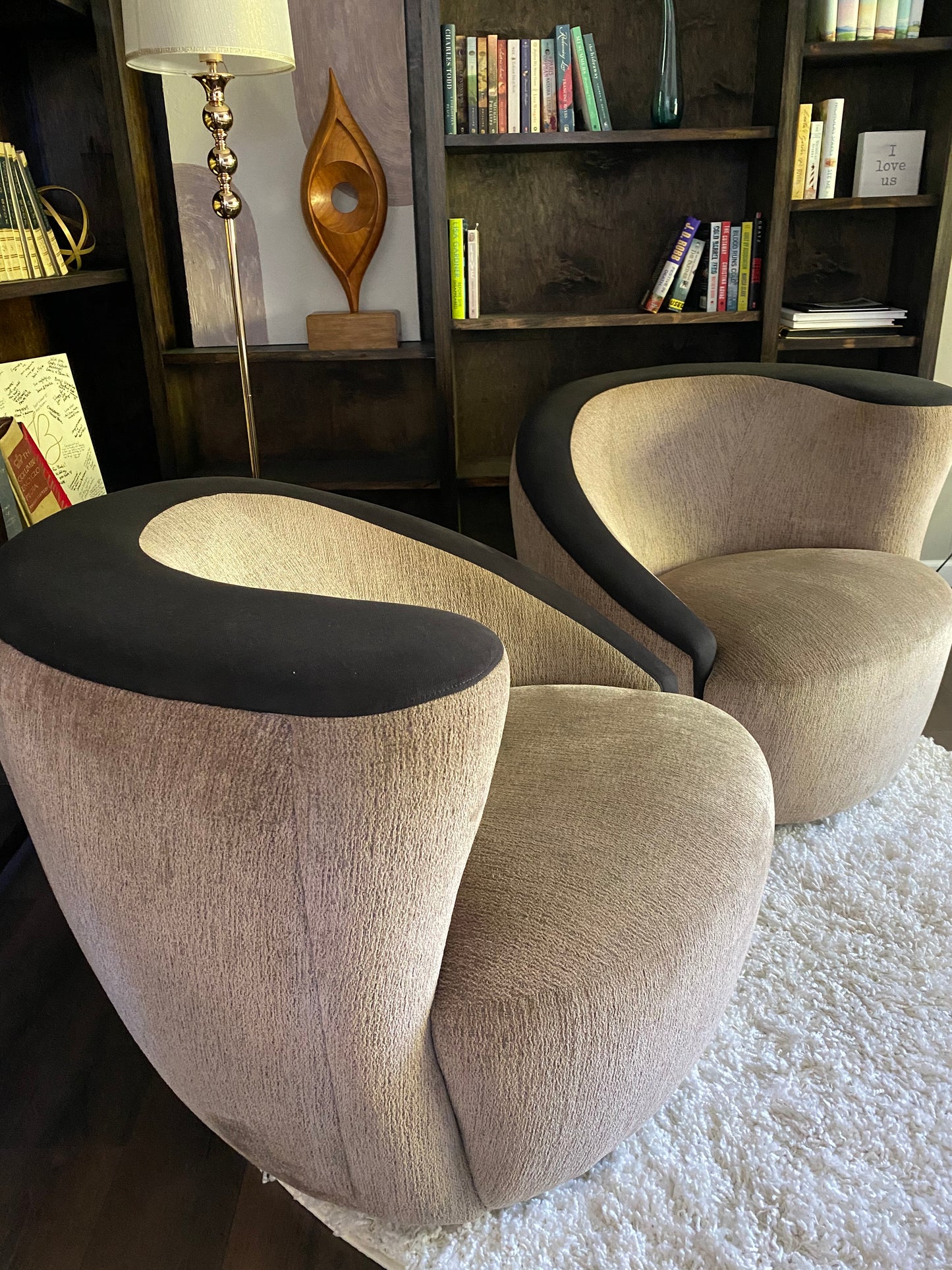 Pair of Vladimir Kagan for Weiman "Nautilus" Swivel Chairs