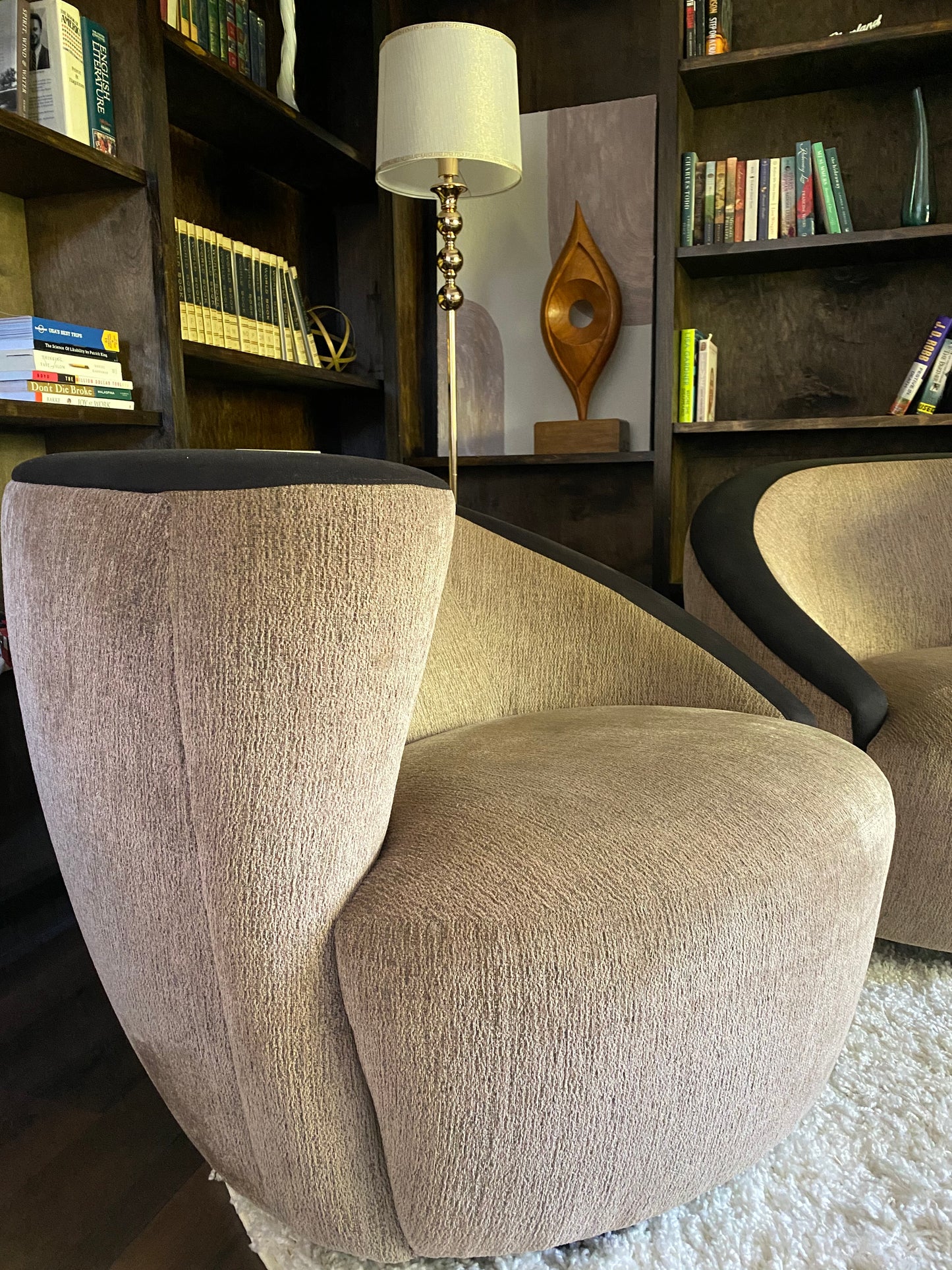 Pair of Vladimir Kagan for Weiman "Nautilus" Swivel Chairs