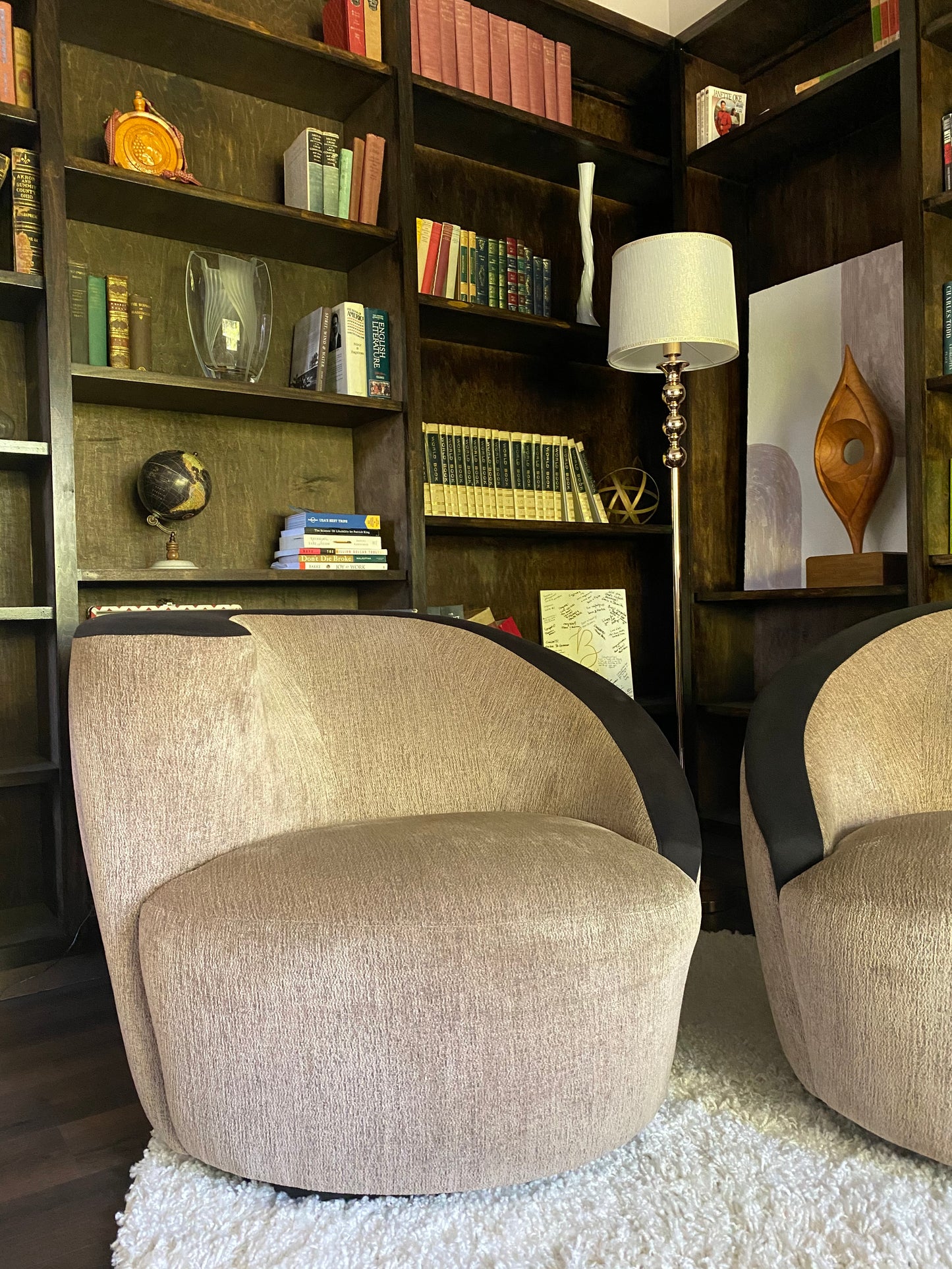 Pair of Vladimir Kagan for Weiman "Nautilus" Swivel Chairs