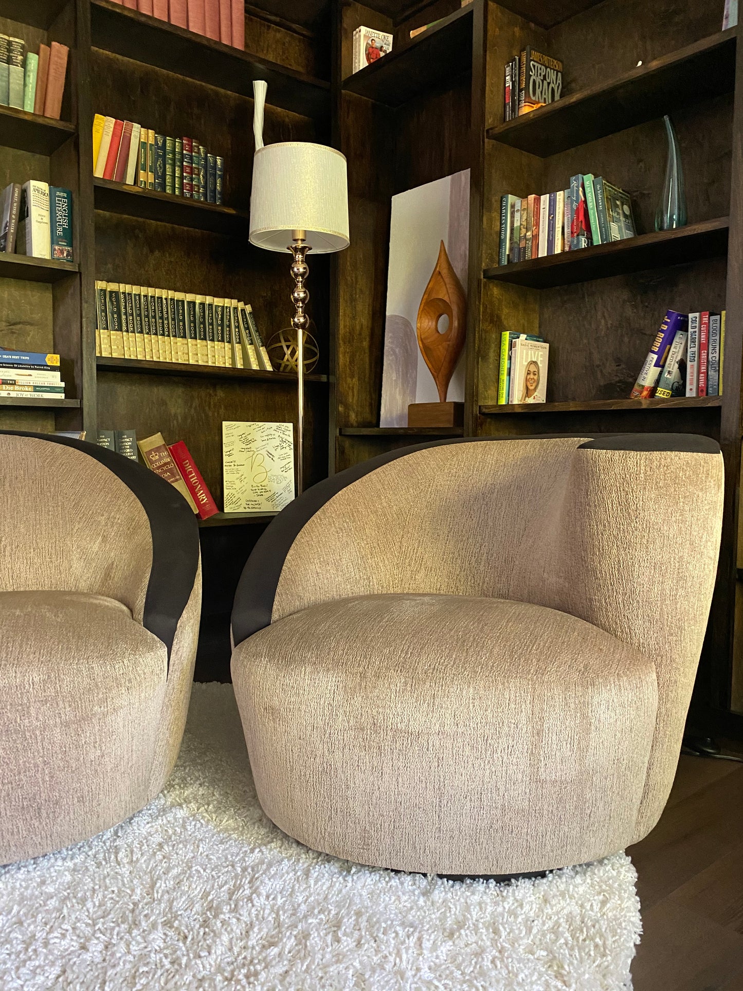 Pair of Vladimir Kagan for Weiman "Nautilus" Swivel Chairs