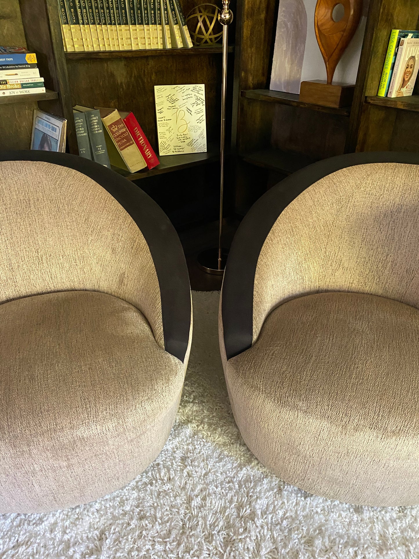 Pair of Vladimir Kagan for Weiman "Nautilus" Swivel Chairs