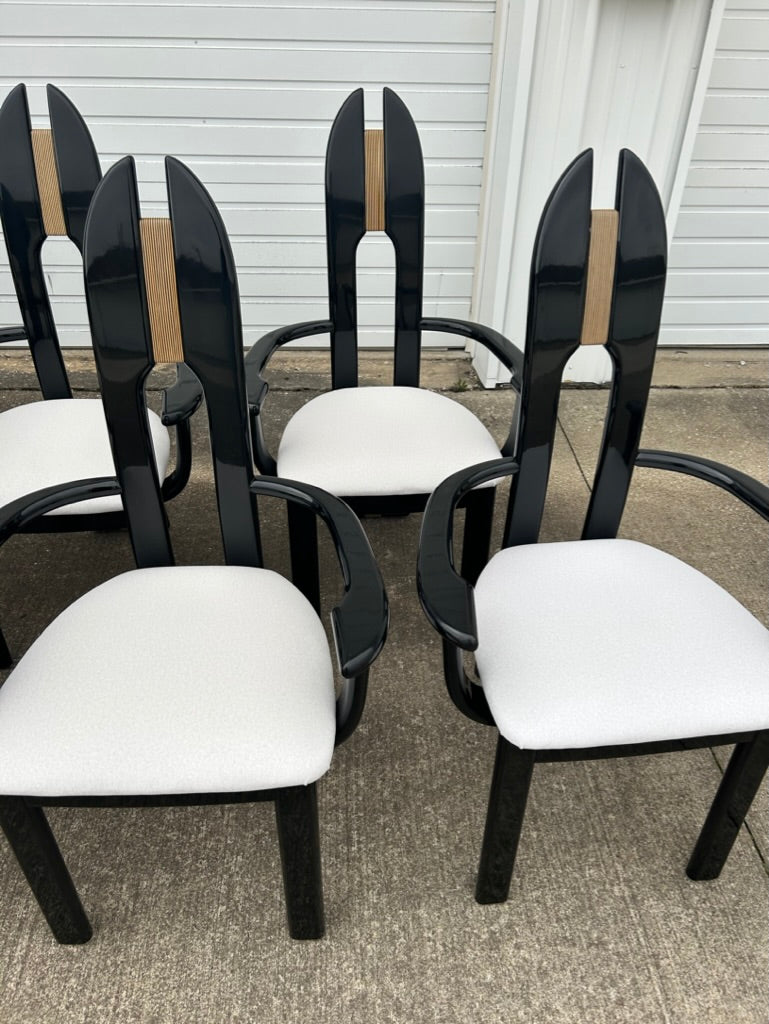 Set of 10 Reupholstered Italian Avant Garde Dining Armchairs