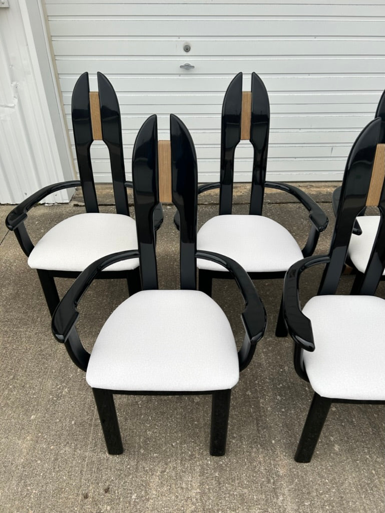 Set of 10 Reupholstered Italian Avant Garde Dining Armchairs