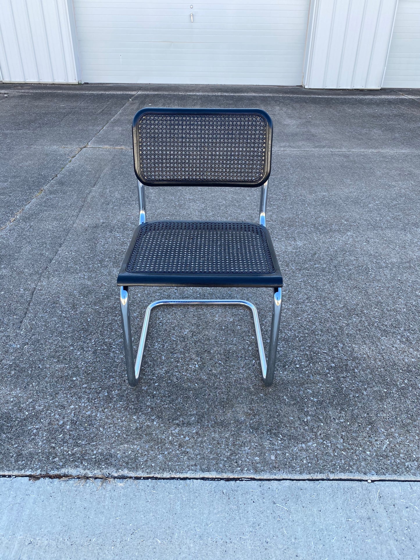 Single Refurbished Cane Cesca Chair in Black