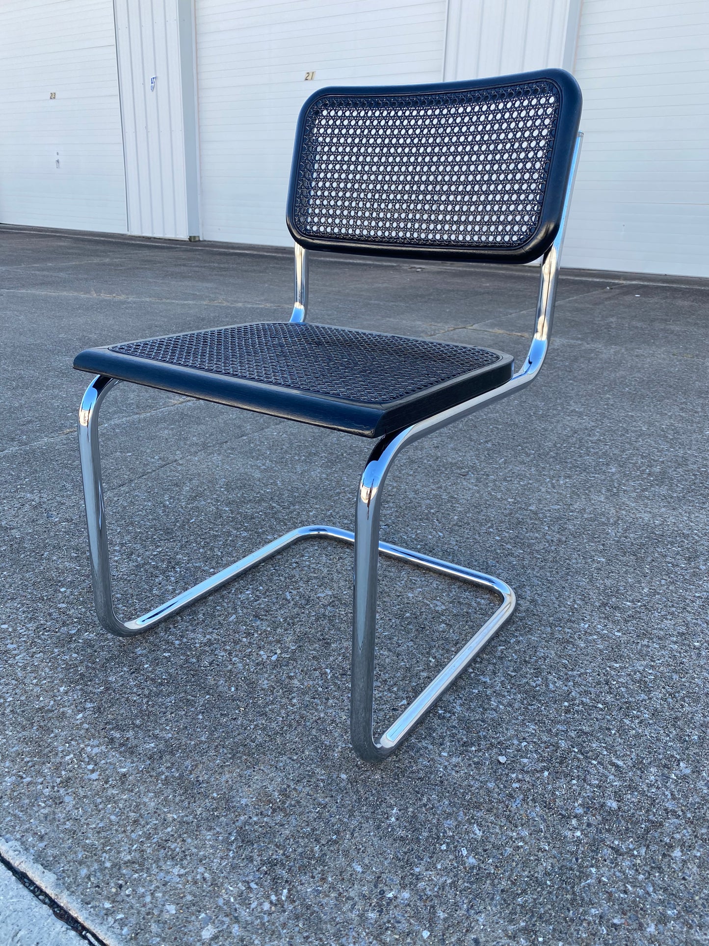 Single Refurbished Cane Cesca Chair in Black