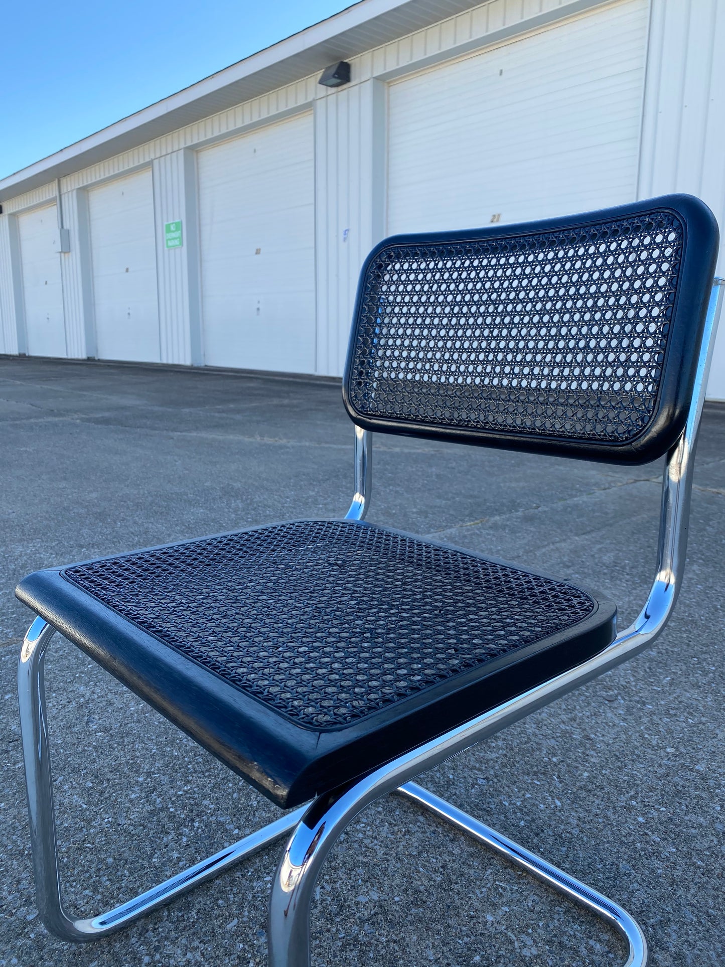 Single Refurbished Cane Cesca Chair in Black