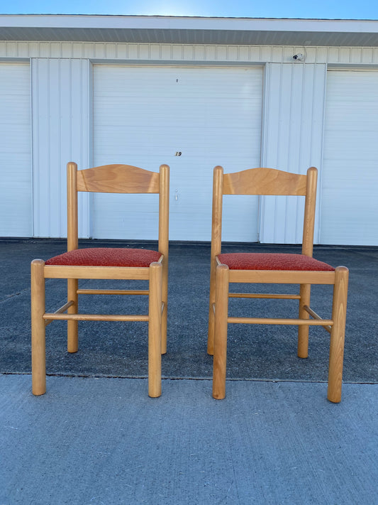 Pair of Mcm Reupholstered "Vico Magistretti Style" Dining Chairs