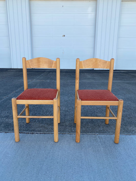 Pair of Mcm Reupholstered "Vico Magistretti Style" Dining Chairs