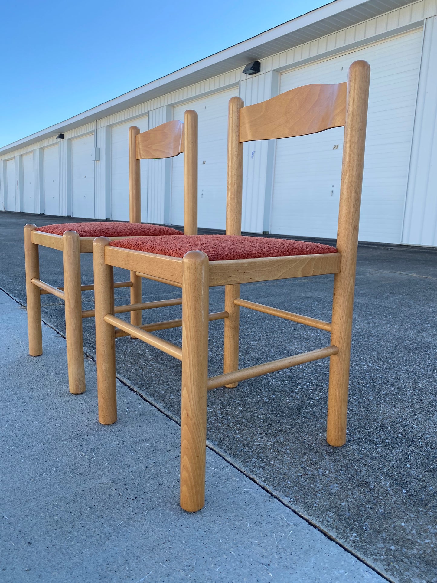 Pair of Mcm Reupholstered "Vico Magistretti Style" Dining Chairs