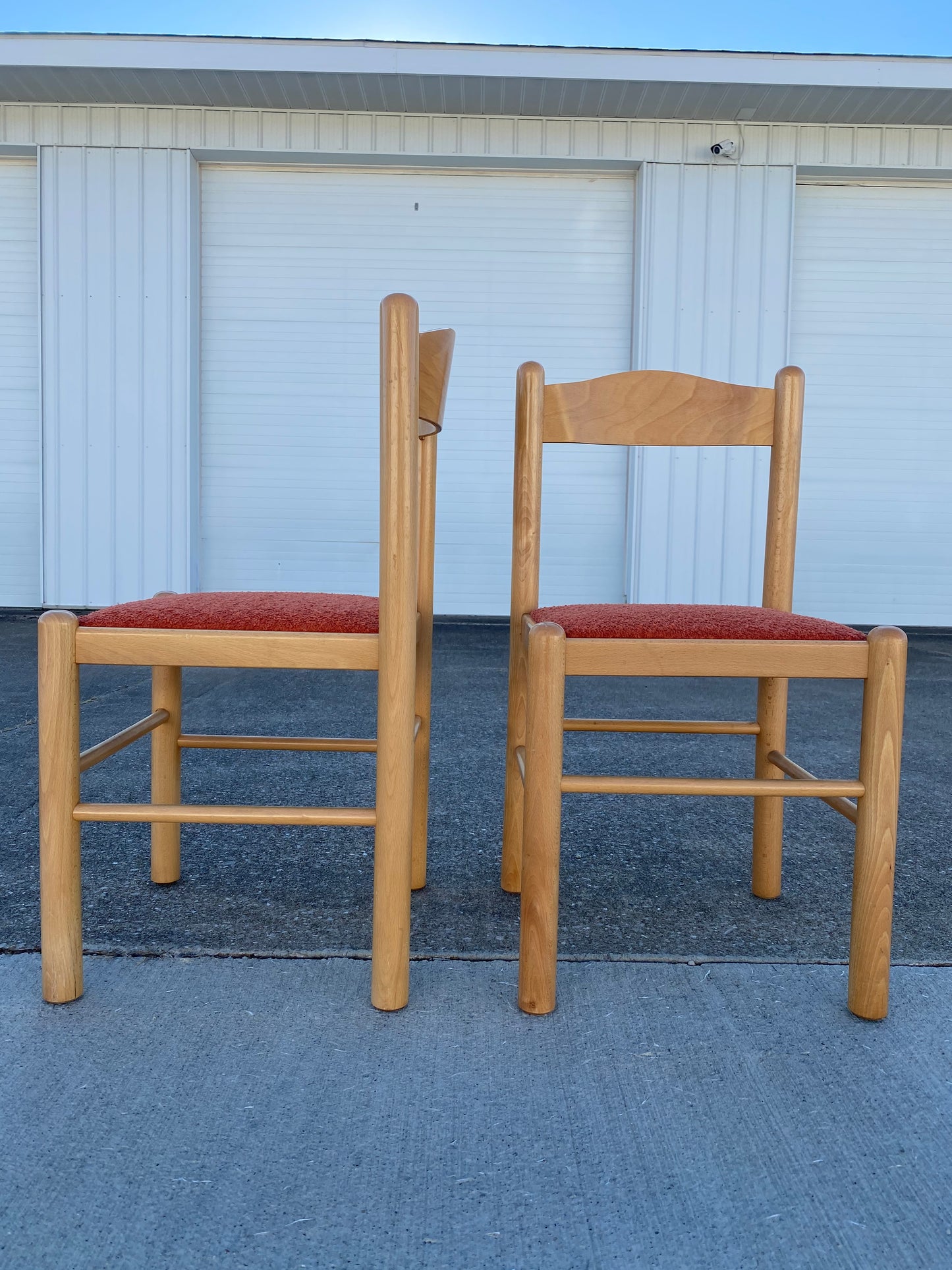 Pair of Mcm Reupholstered "Vico Magistretti Style" Dining Chairs