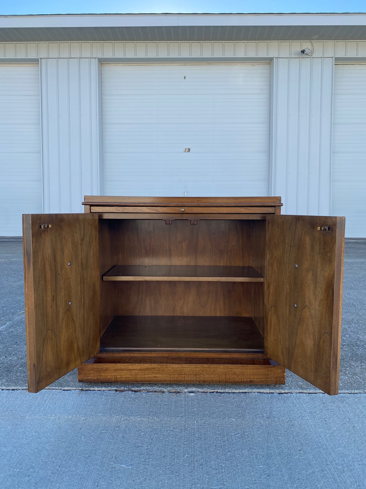 Vintage "Vanguard" End Table Cabinet w/ Writing Drawer