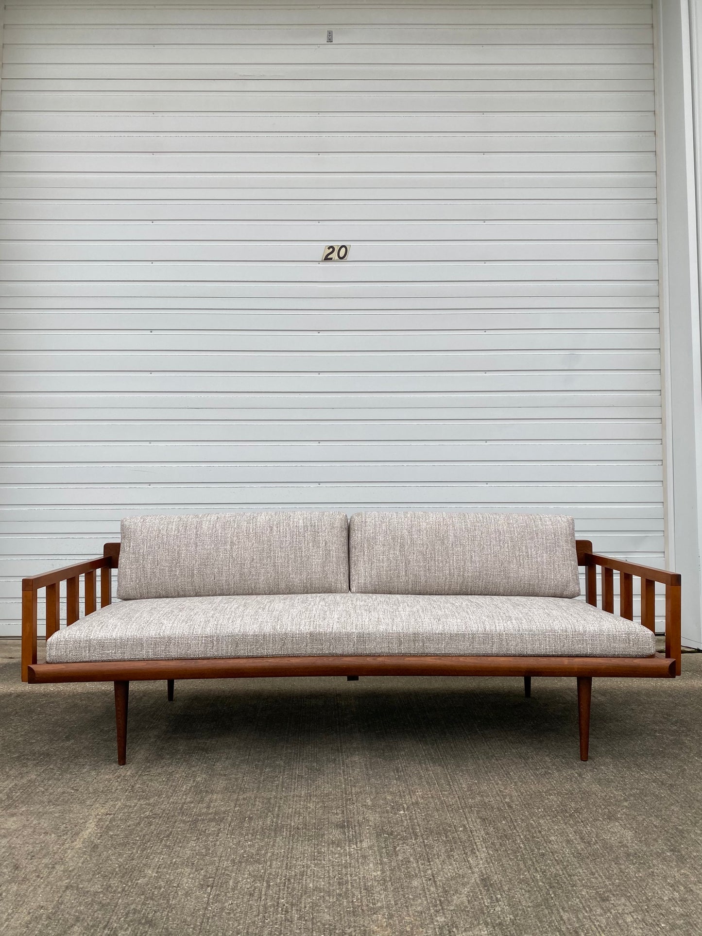 Reupholstered Yugoslavian Mid-century Modern Teak Daybed