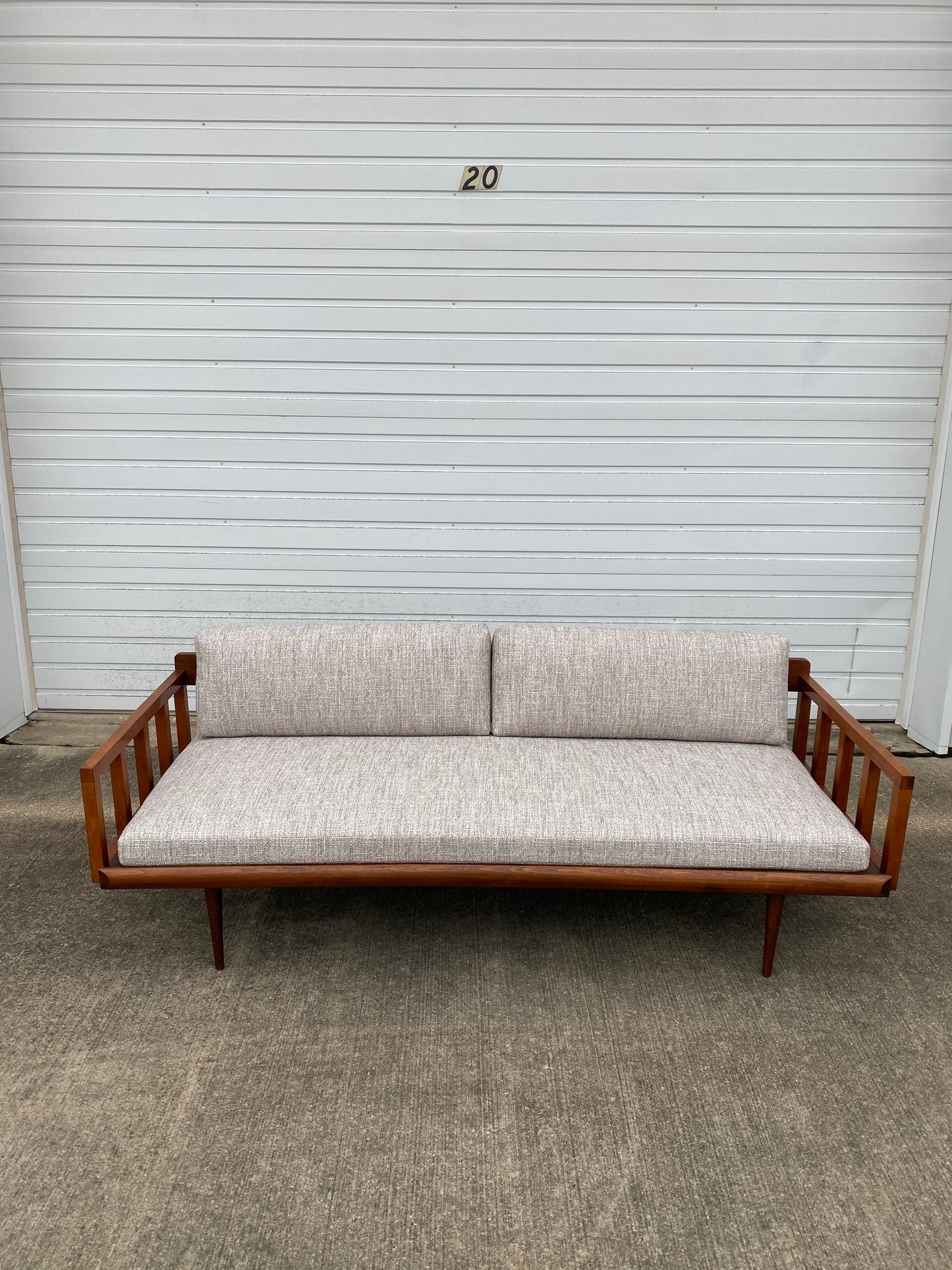 Reupholstered Yugoslavian Mid-century Modern Teak Daybed