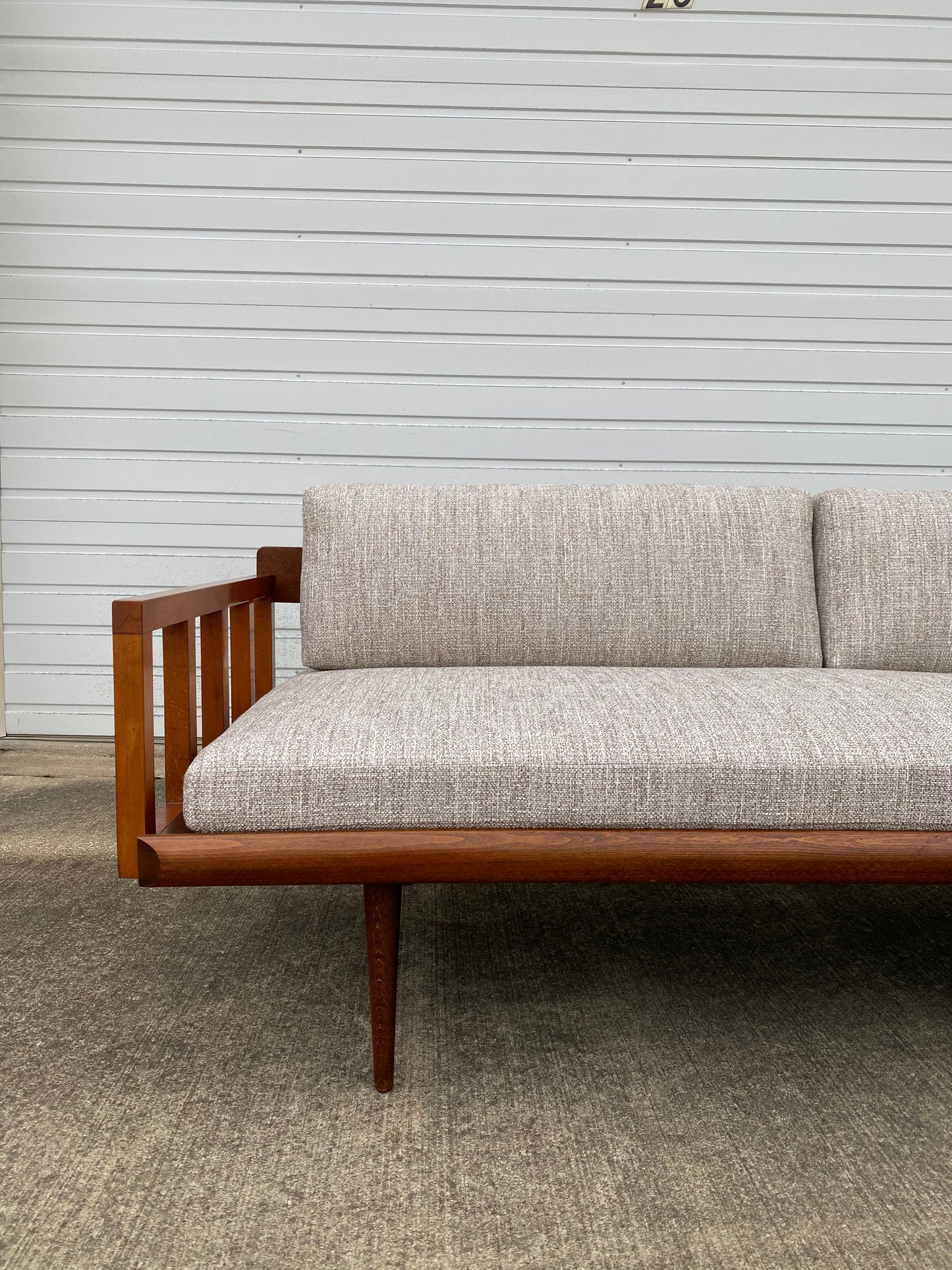 Reupholstered Yugoslavian Mid-century Modern Teak Daybed