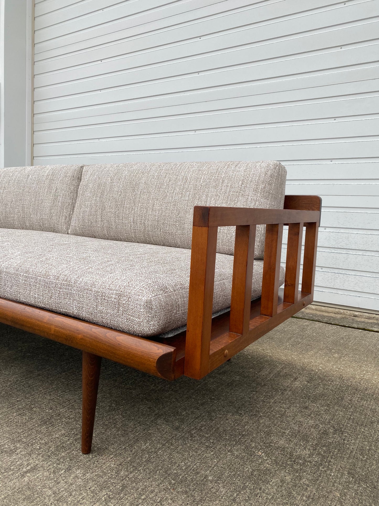 Reupholstered Yugoslavian Mid-century Modern Teak Daybed