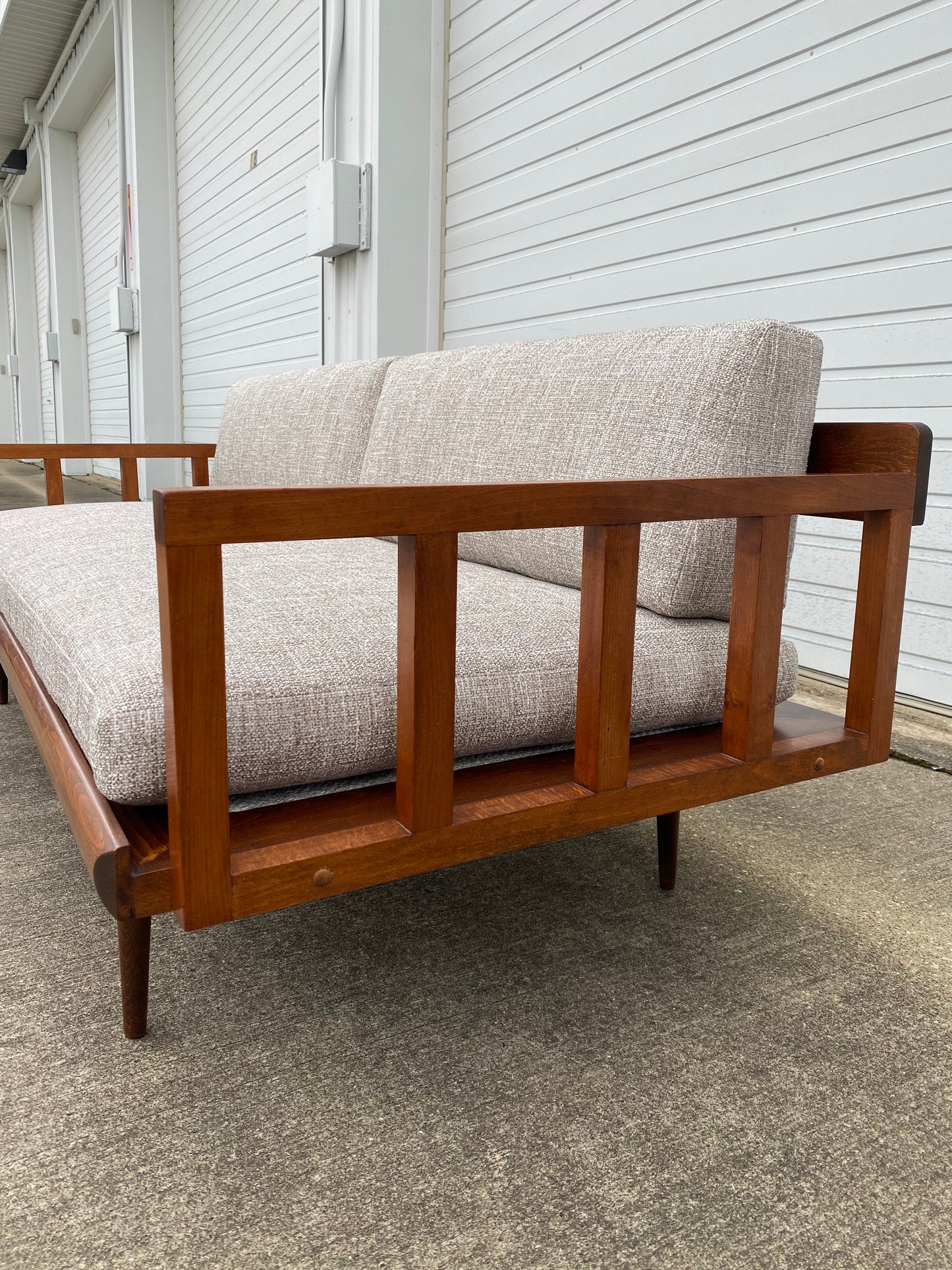 Reupholstered Yugoslavian Mid-century Modern Teak Daybed