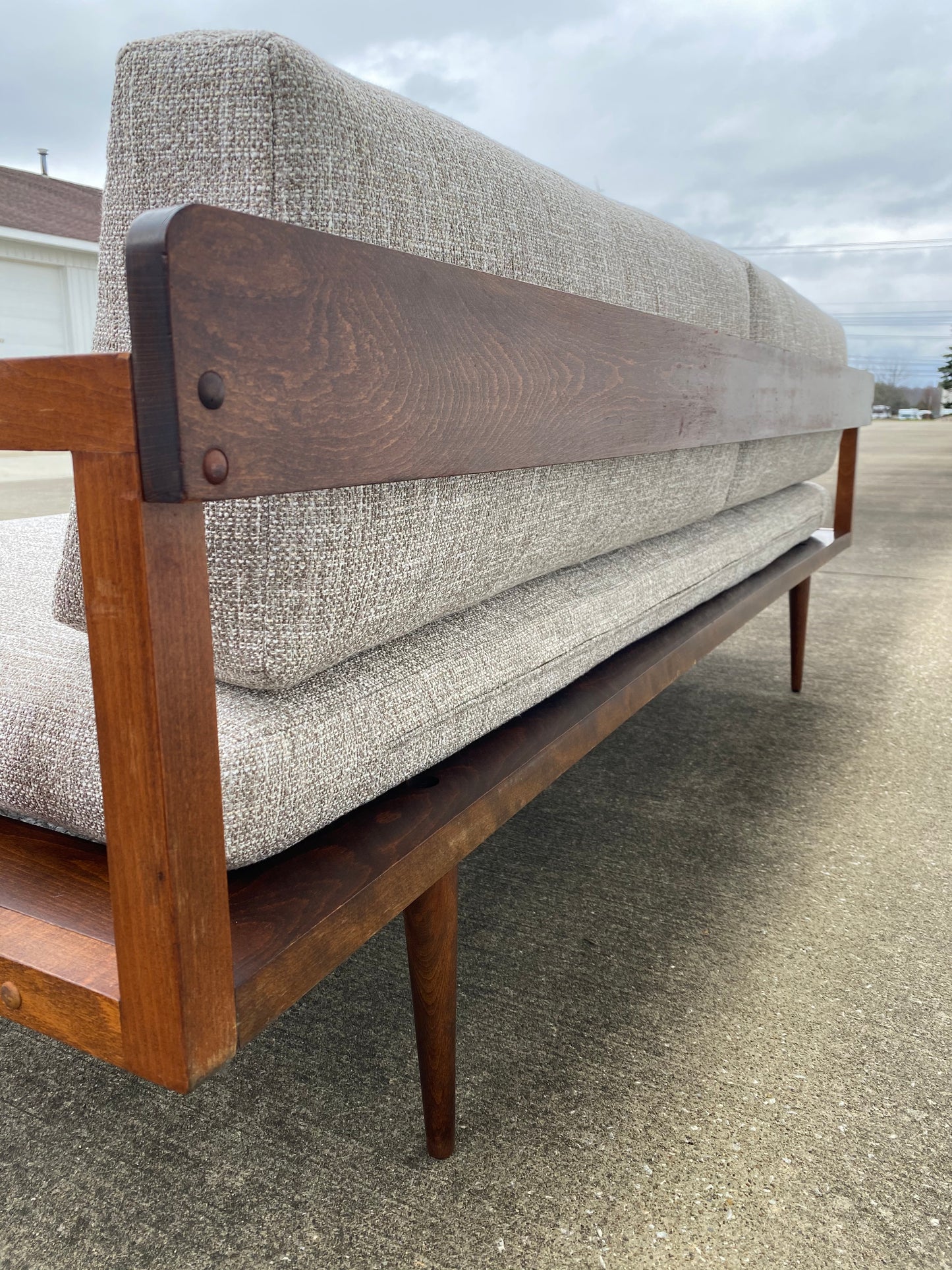 Reupholstered Yugoslavian Mid-century Modern Teak Daybed