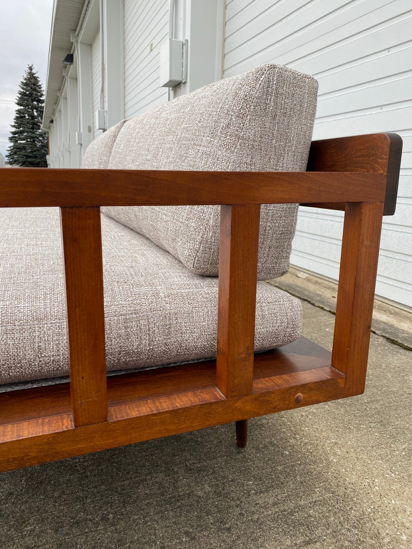 Reupholstered Yugoslavian Mid-century Modern Teak Daybed