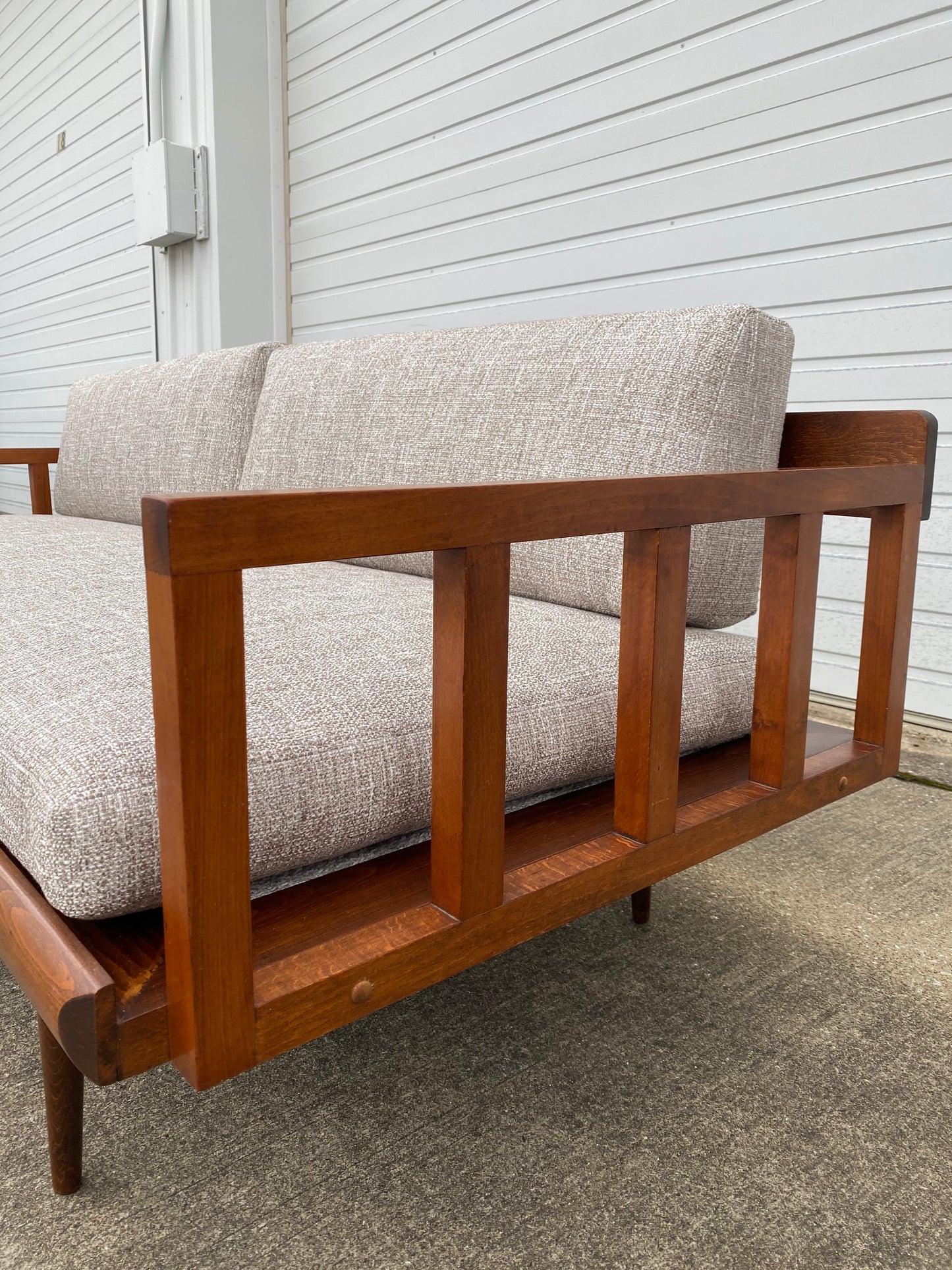 Reupholstered Yugoslavian Mid-century Modern Teak Daybed